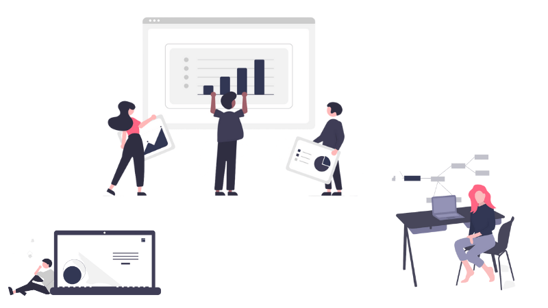 Illustration of people working