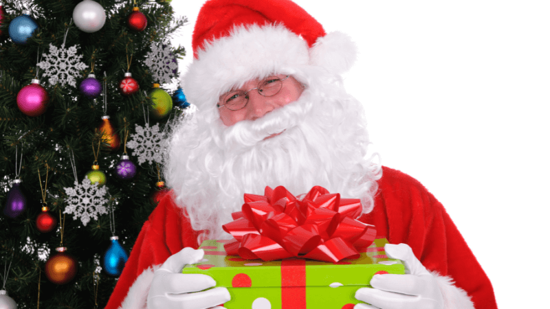 Santa Claus with gift