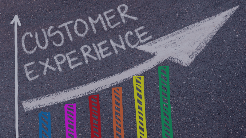 Graph going up and the words Customer experience