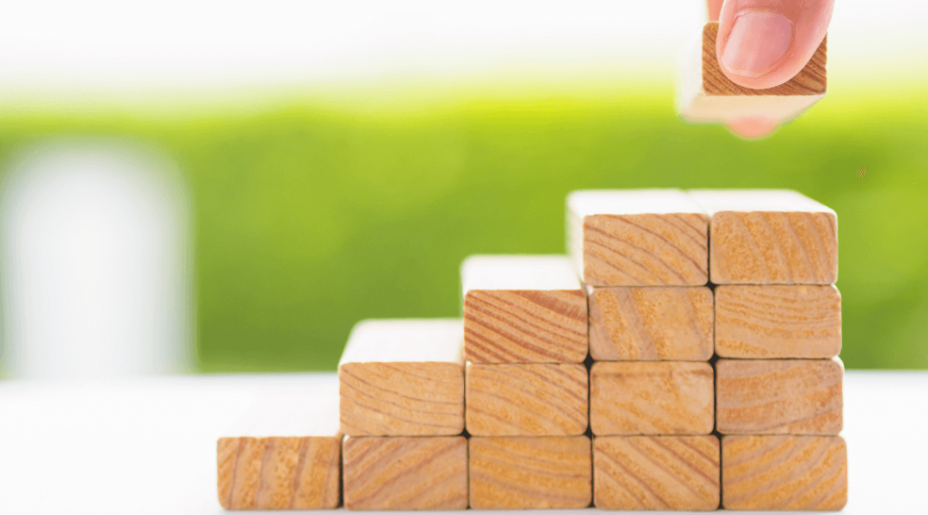 Stairs made out of wooden blocks